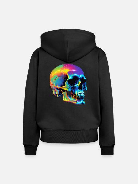 Skull - Frauen Premium Bio Zip Hoodie - Schwarz
