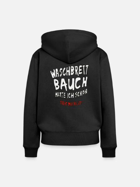 Waschbrettbauch - Frauen Premium Bio Zip Hoodie - Schwarz