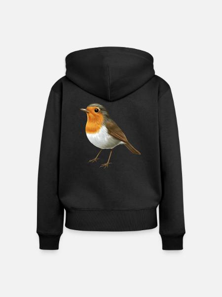 kleines Rotkehlchen - Frauen Premium Bio Zip Hoodie - Schwarz