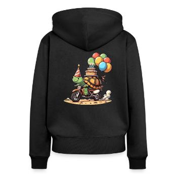 Enduro Turtle Birthday Party Adventure - Women's Premium Organic Zip Hoodie - black - Back - Julia (174cm)