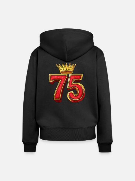 75 Zahl Krone - Frauen Premium Bio Zip Hoodie - Schwarz