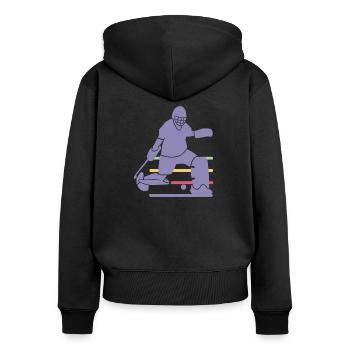 Goalie - Women's Premium Organic Zip Hoodie - black - Back - Julia (174cm)