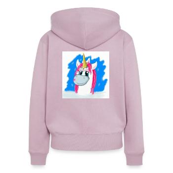 AI generated White & Pink Unicorn - Women's Premium Organic Zip Hoodie - dusky pink - Back - Julia (174cm)
