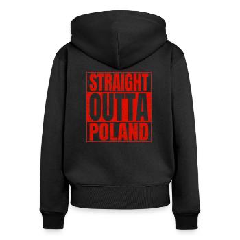 STRAIGHT OUTTA POLAND polonais Patrie fière Pologne - Sweat à capuche zippé Premium bio Femme - noir - Dos - Julia (174cm)