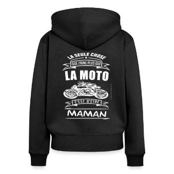 Idée cadeau Femme moto - bikeuse - motarde - Sweat à capuche zippé Premium bio Femme - noir - Dos - Julia (174cm)