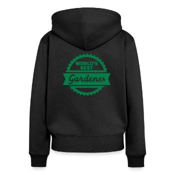 jardinier - Sweat à capuche zippé Premium bio Femme - noir - Dos - Julia (174cm)