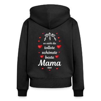 tollste schönste beste Mama - Frauen Premium Bio Zip Hoodie - Schwarz - Hinten - Julia (174cm)