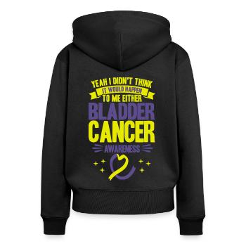 Combattant le cancer de la vessie Conscience du cancer de la vessie - Sweat à capuche zippé Premium bio Femme - noir - Dos - Julia (174cm)