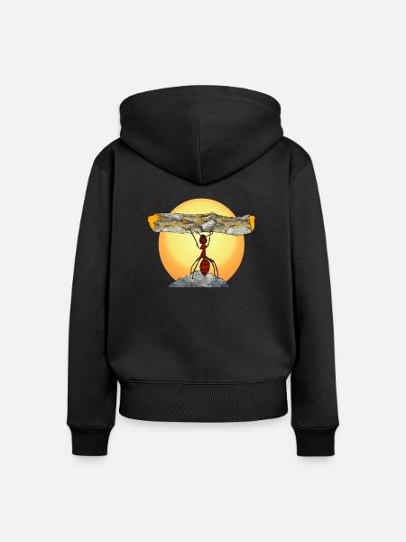gib niemals auf - Frauen Premium Bio Zip Hoodie - Schwarz