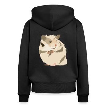 Riki le hamster - Sweat à capuche zippé Premium bio Femme - noir - Dos - Julia (174cm)