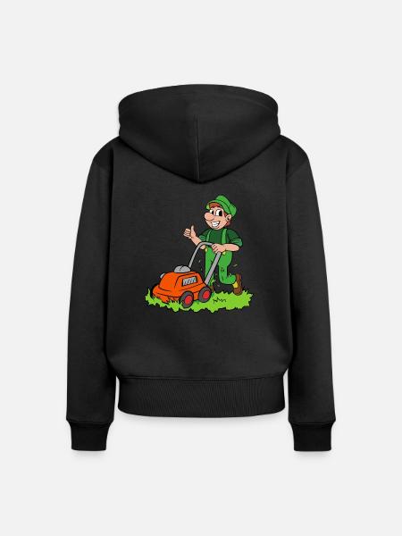 Gärtner mit Rasenmäher - Frauen Premium Bio Zip Hoodie - Schwarz