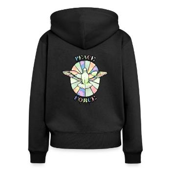 PeaceForce - Women's Premium Organic Zip Hoodie - black - Back - Julia (174cm)