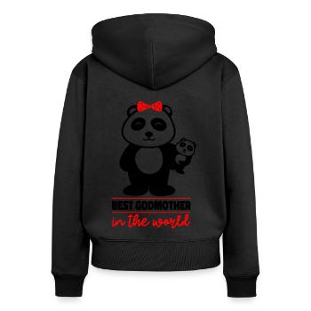 Meilleure marraine du monde - Sweat à capuche zippé Premium bio Femme - noir - Dos - Julia (174cm)