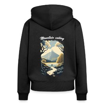 Berge rufen 13 - Frauen Premium Bio Zip Hoodie - Schwarz - Hinten - Julia (174cm)