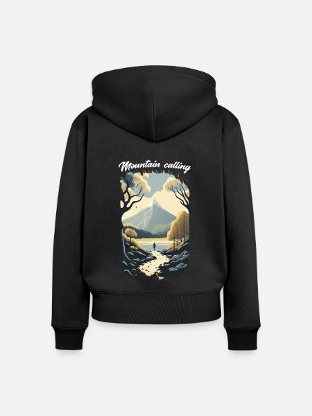 Berge rufen 13 - Frauen Premium Bio Zip Hoodie - Schwarz
