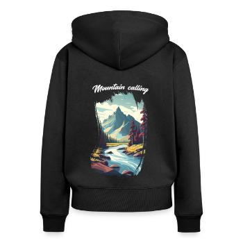 Berg ruft 12 - Frauen Premium Bio Zip Hoodie - Schwarz - Hinten - Julia (174cm)