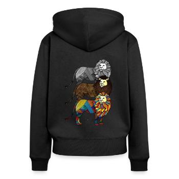 Le pouvoir des trois lions - Les gardiens d'Orbis - Sweat à capuche zippé Premium bio Femme - noir - Dos - Julia (174cm)