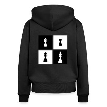 échecs - Sweat à capuche zippé Premium bio Femme - noir - Dos - Julia (174cm)