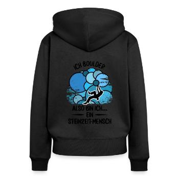 Vintage Bouldern Boulderer Klettern Kletterer - Frauen Premium Bio Zip Hoodie - Schwarz - Hinten - Julia (174cm)