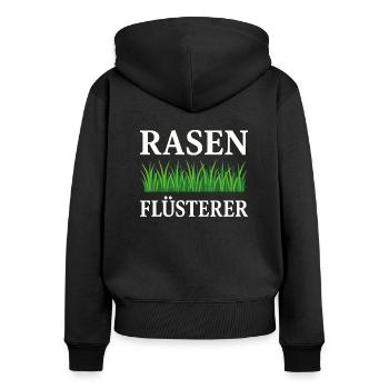 Rasenflüsterer Lustiger Gärtner Spruch - Frauen Premium Bio Zip Hoodie - Schwarz - Hinten - Julia (174cm)