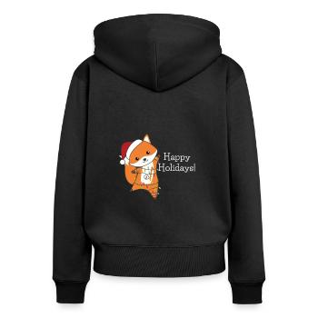 Fox Christmas Snow Winter Animals Foxes - Women's Premium Organic Zip Hoodie - black - Back - Julia (174cm)