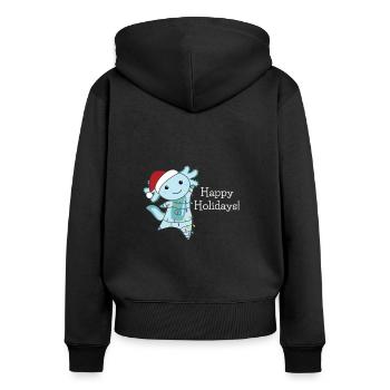 Axolotl Joyeux Noël Animaux d’hiver Axolotl - Sweat à capuche zippé Premium bio Femme - noir - Dos - Julia (174cm)