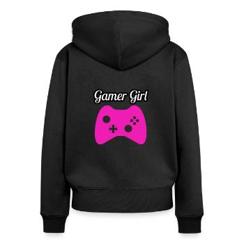 Gamer girl - Women's Premium Organic Zip Hoodie - black - Back - Julia (174cm)