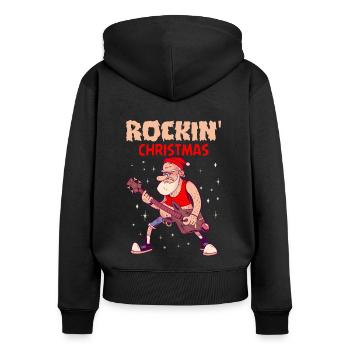 Cadeau de musique de groupe de guitare de Noël Rockin vacances - Sweat à capuche zippé Premium bio Femme - noir - Dos - Julia (174cm)