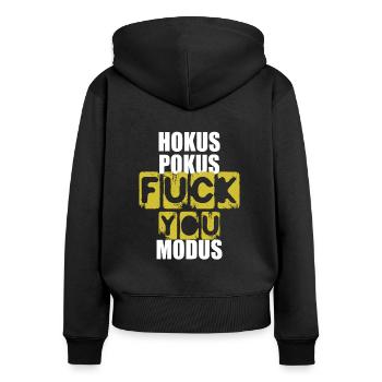 hokuspokus fuck you modus - Women's Premium Organic Zip Hoodie - black - Back - Julia (174cm)