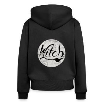 Hexenbesen Hexen lustige Sprüche Bilder Halloween - Frauen Premium Bio Zip Hoodie - Schwarz - Hinten - Julia (174cm)