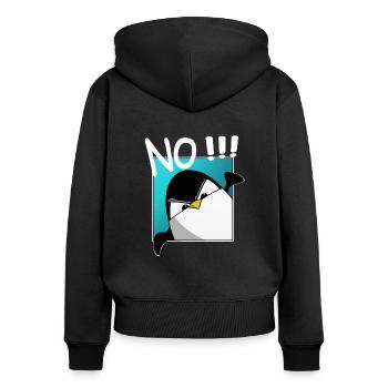 Non!!! drôle de pingouin, dictons drôles, chemise - Sweat à capuche zippé Premium bio Femme - noir - Dos - Julia (174cm)