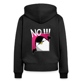 Non!!! drôle de pingouin, dictons drôles, chemise - Sweat à capuche zippé Premium bio Femme - noir - Dos - Julia (174cm)