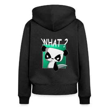 Quoi? drôle de panda, dictons drôles, chemise - Sweat à capuche zippé Premium bio Femme - noir - Dos - Julia (174cm)