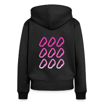 Karabiner Motiv für Kletterer und Bergsteiger - Frauen Premium Bio Zip Hoodie - Schwarz - Hinten - Julia (174cm)
