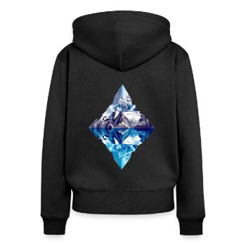 Montagne Low Poly Abstrait avec réflexion dans l’eau - Sweat à capuche zippé Premium bio Femme - noir - Dos - Julia (174cm)