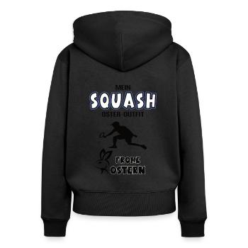 Squash Spieler Ostern Squasher Oster Geschenk - Frauen Premium Bio Zip Hoodie - Schwarz - Hinten - Julia (174cm)
