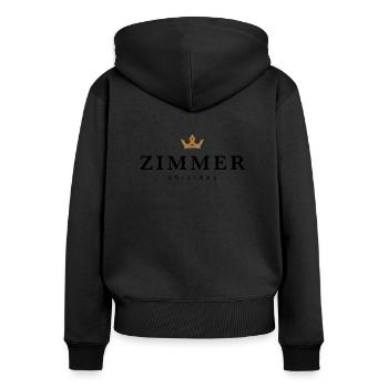 Zimmer - Frauen Premium Bio Zip Hoodie - Schwarz - Hinten - Julia (174cm)