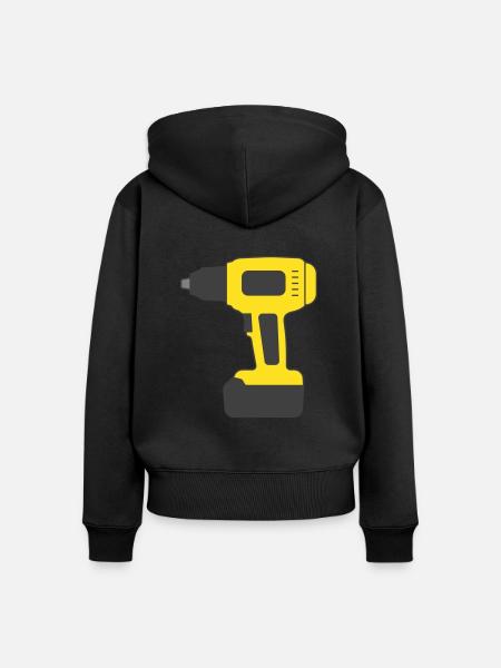 Akku-Akku-Schraubendreher-Bohrer-Logo-Schild - Frauen Premium Bio Zip Hoodie - Schwarz