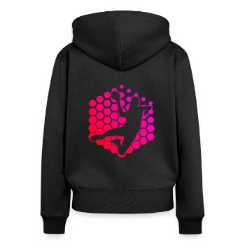 Handball Handball Jeux Femmes Handball Handball Handball - Sweat à capuche zippé Premium bio Femme - noir - Dos - Julia (174cm)