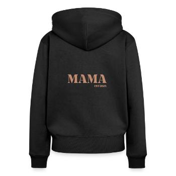 Mama Muttertag 2024 - Frauen Premium Bio Zip Hoodie - Schwarz - Hinten - Julia (174cm)