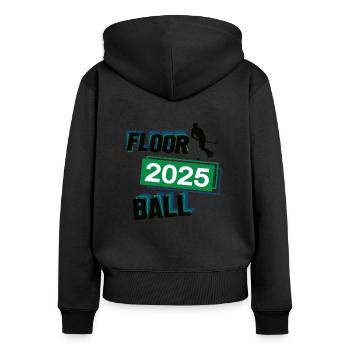 Floorball Spieler Team Turnier Mannschaft in 2025 - Frauen Premium Bio Zip Hoodie - Schwarz - Hinten - Julia (174cm)