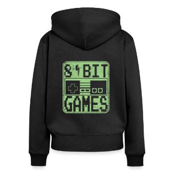 8 bit retro 80 er Gaming T-Shirt - Frauen Premium Bio Zip Hoodie - Schwarz - Hinten - Julia (174cm)