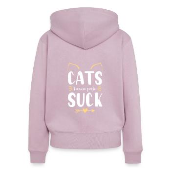 katzen cat - Frauen Premium Bio Zip Hoodie - Altrosa - Hinten - Julia (174cm)