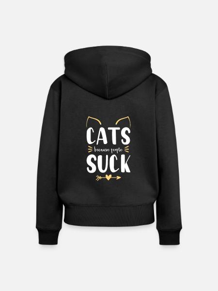 katzen cat - Frauen Premium Bio Zip Hoodie - Schwarz