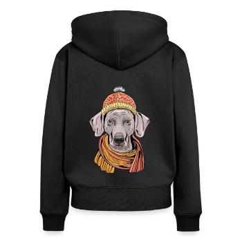 dog braque with cap - Women's Premium Organic Zip Hoodie - black - Back - Julia (174cm)