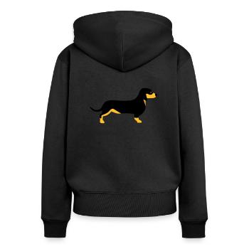 Dackel - Frauen Premium Bio Zip Hoodie - Schwarz - Hinten - Julia (174cm)