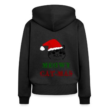 Meow Cat Noël Joyeux cadeau de Noël - Sweat à capuche zippé Premium bio Femme - noir - Dos - Julia (174cm)