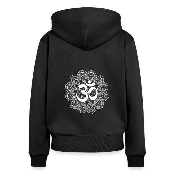 Cosmic Resonance: The Sacred Om - Women's Premium Organic Zip Hoodie - black - Back - Julia (174cm)