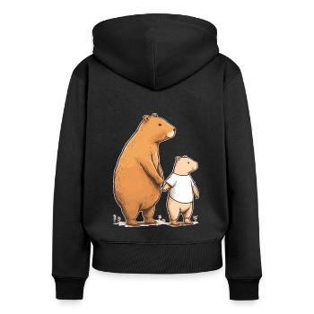 Capybara maman et enfant - Sweat à capuche zippé Premium bio Femme - noir - Dos - Julia (174cm)