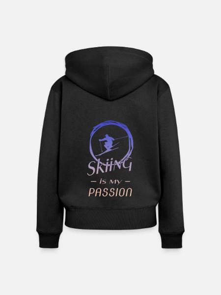 skiing - Frauen Premium Bio Zip Hoodie - Schwarz